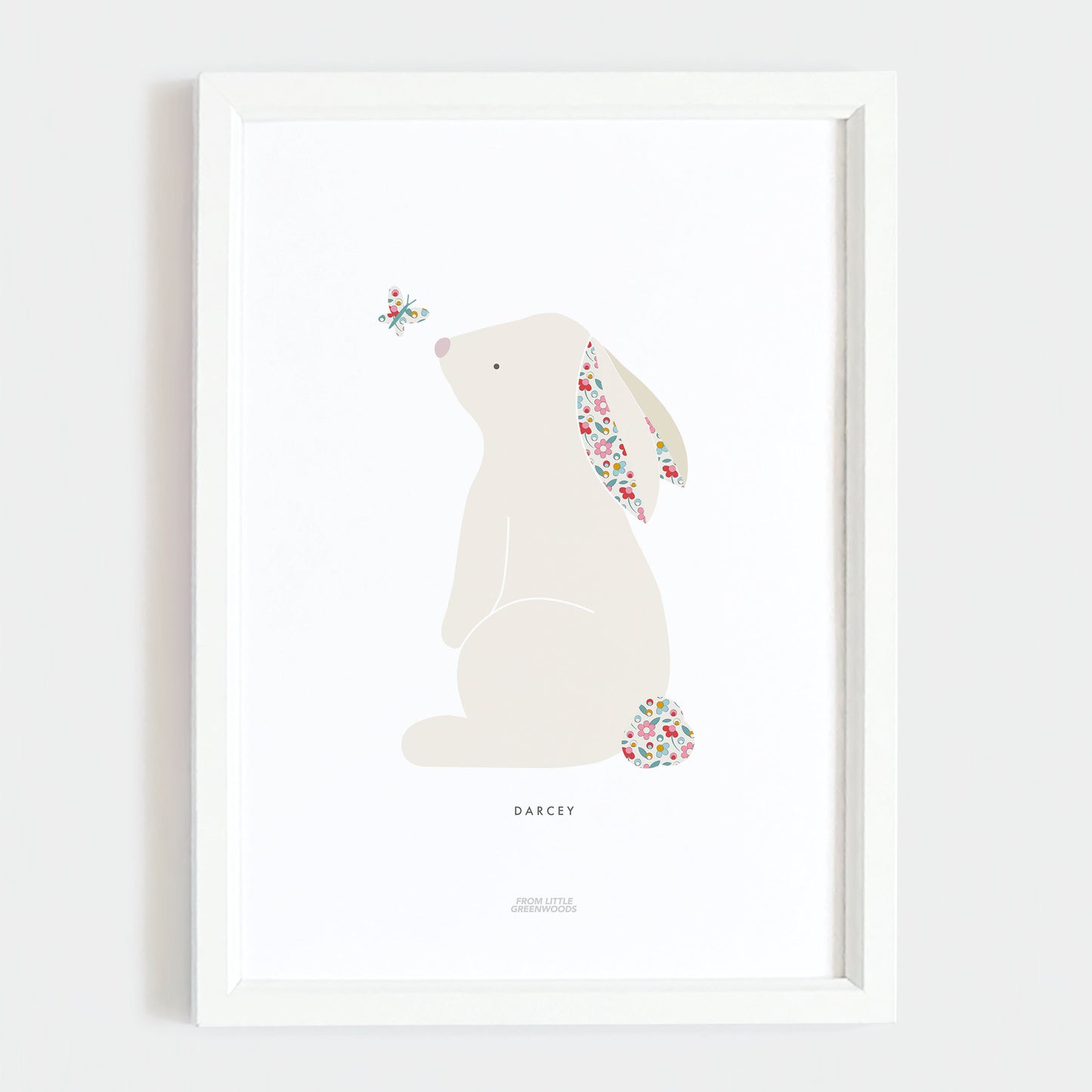 Pink Ditsy Flower Bunny Print
