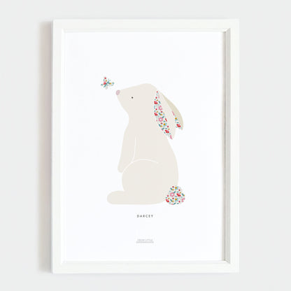 Pink Ditsy Flower Bunny Print
