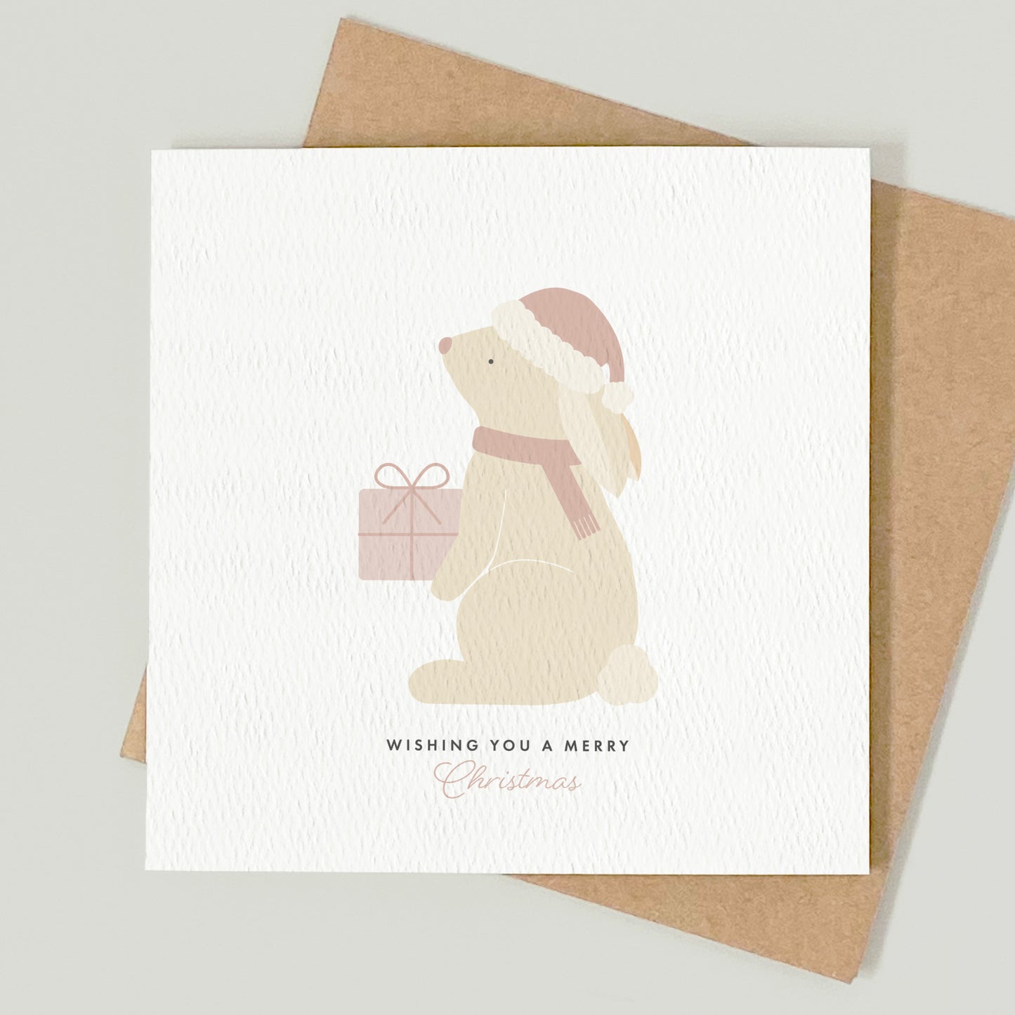 READY TO POST - Girl's Bunny Christmas Card - For Girl, Daughter, Granddaughter & Niece