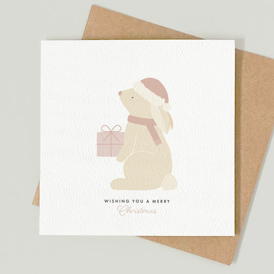 READY TO POST - Girl's Bunny Christmas Card - For Girl, Daughter, Granddaughter & Niece