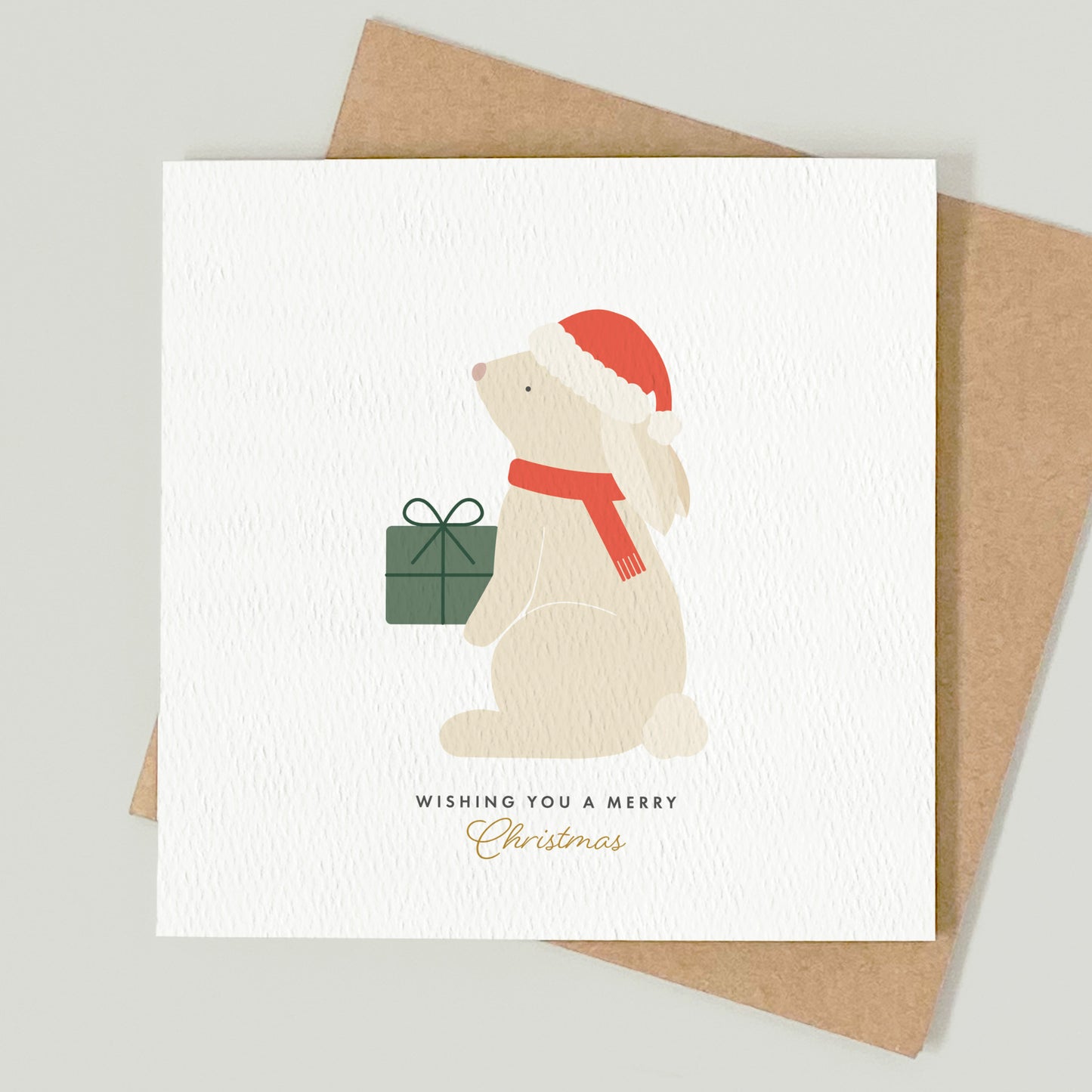 READY TO POST - Bunny Christmas Card