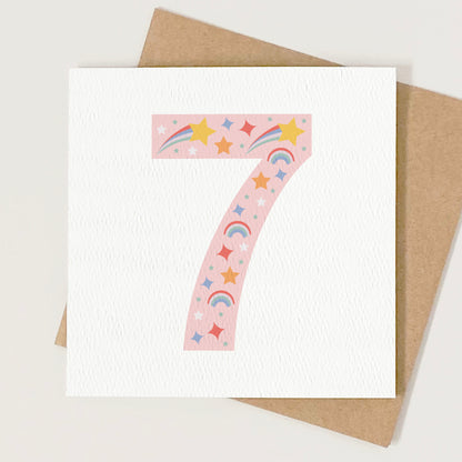 READY TO POST - Age 7 Seventh Birthday Card