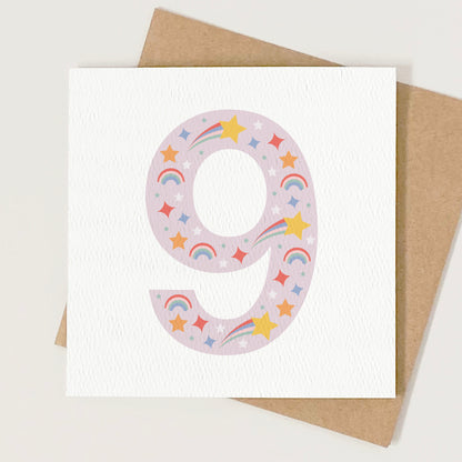 READY TO POST - Age 9 Ninth Birthday Card