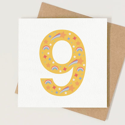READY TO POST - Age 9 Ninth Birthday Card