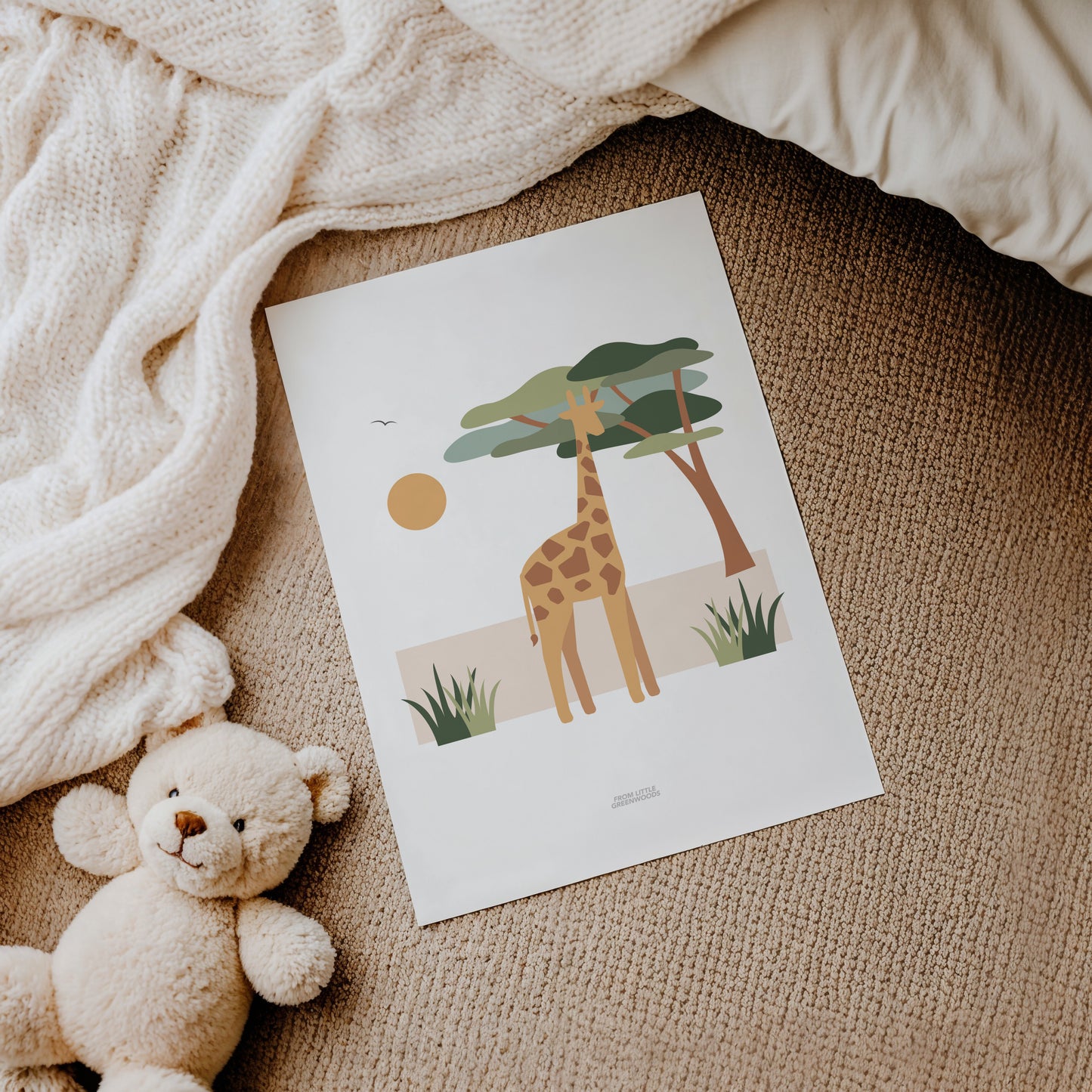 READY TO POST - A4 Giraffe Safari Print