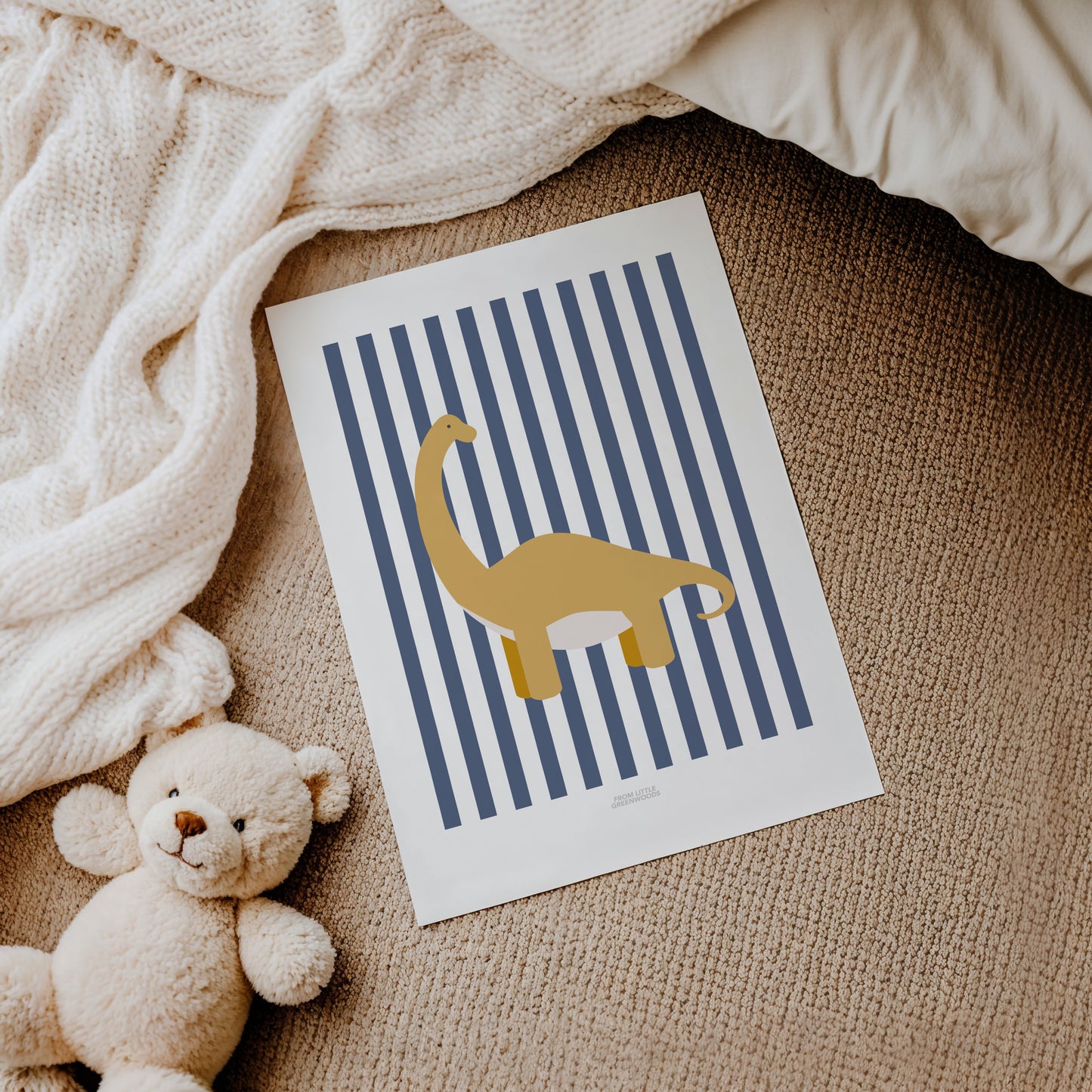 READY TO POST - A4 Striped Diplodocus Print