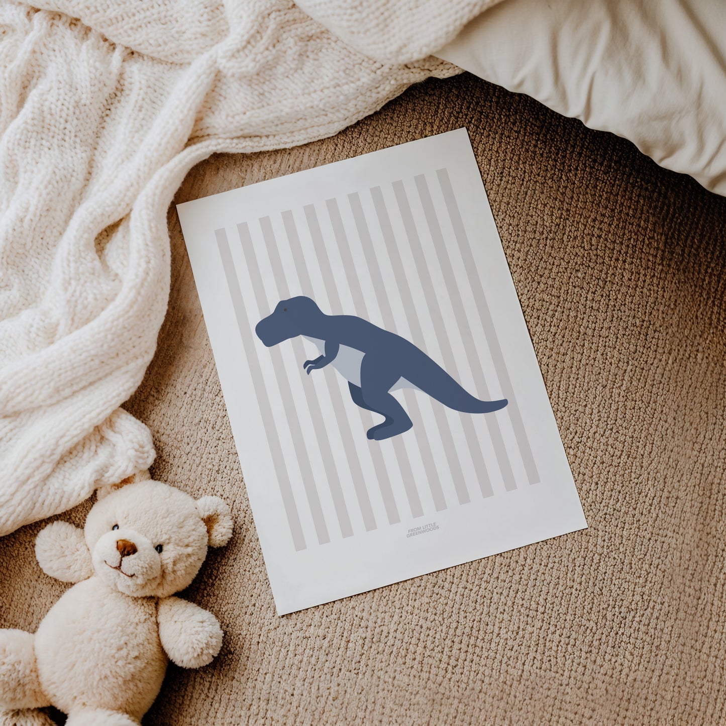 READY TO POST - A4 Striped T-Rex Print