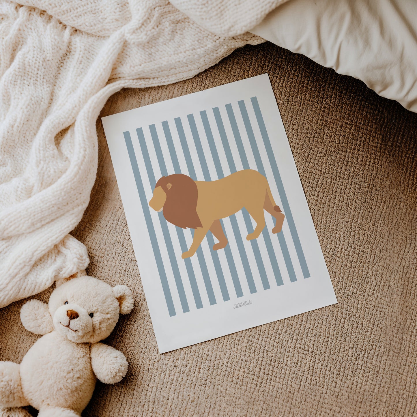 READY TO POST - A4 Striped Lion Print