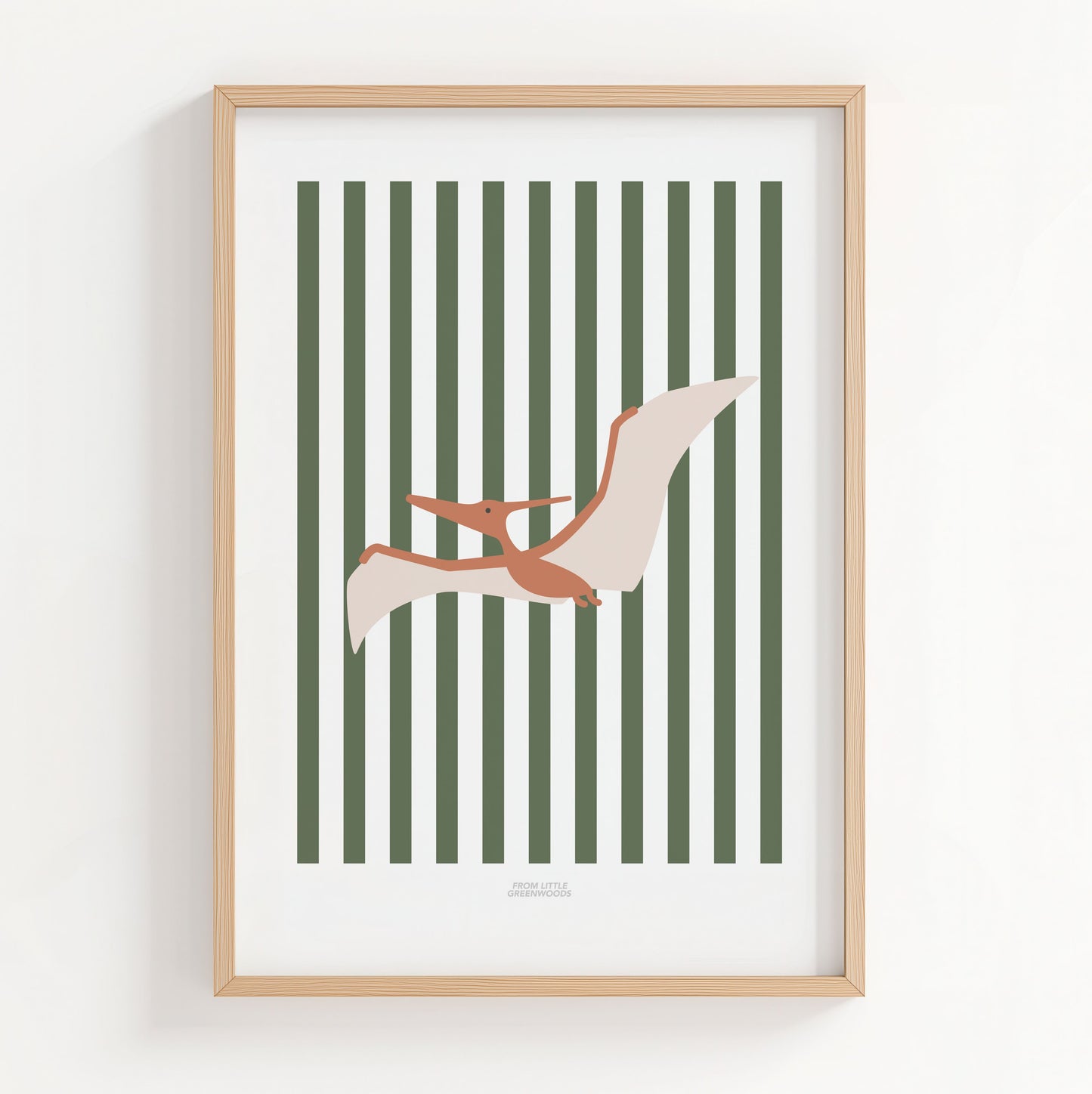 Pterodactyl Print - Green Stripes