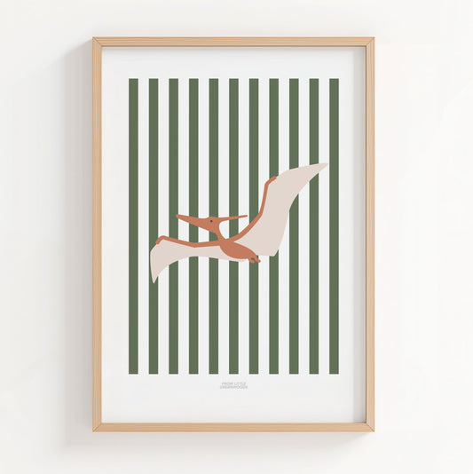 Pterodactyl Print - Green Stripes