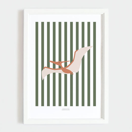 Pterodactyl Print - Green Stripes