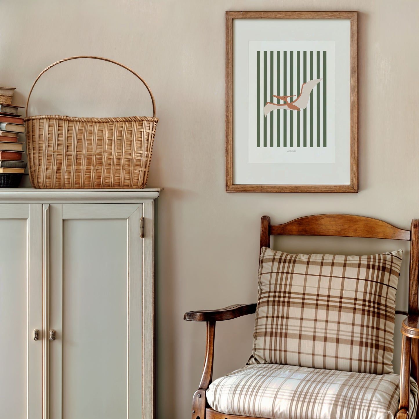 Pterodactyl Print - Green Stripes