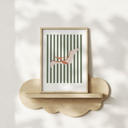 Pterodactyl Print - Green Stripes