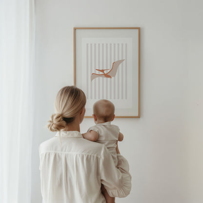 Pterodactyl Print - Grey Stripes