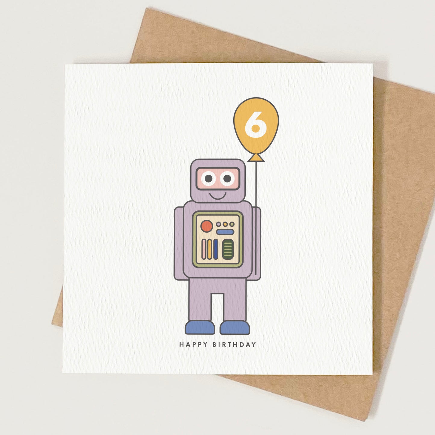 Kid's Robot Birthday Card - Red