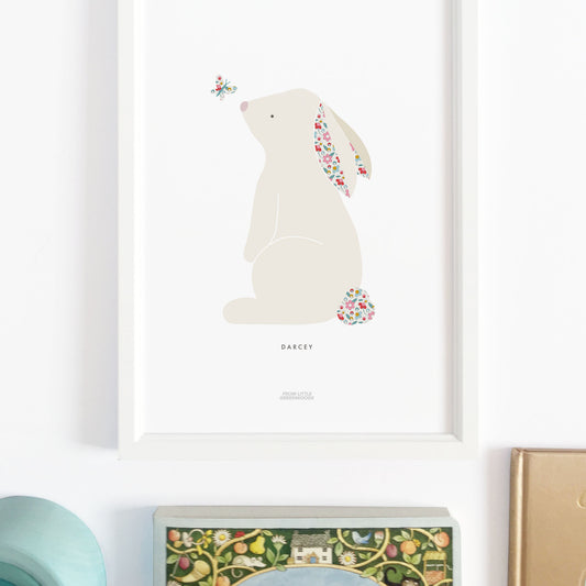 Pink Ditsy Flower Bunny Print