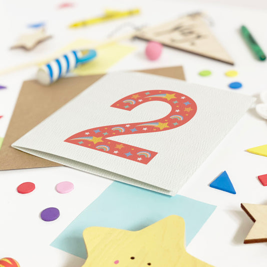 Personalised Kid's Age Birthday Card - Red