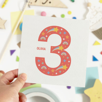 Personalised Kid's Age Birthday Card - Red