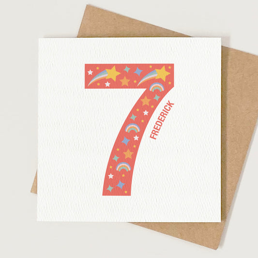 Personalised Kid's Age Birthday Card - Red