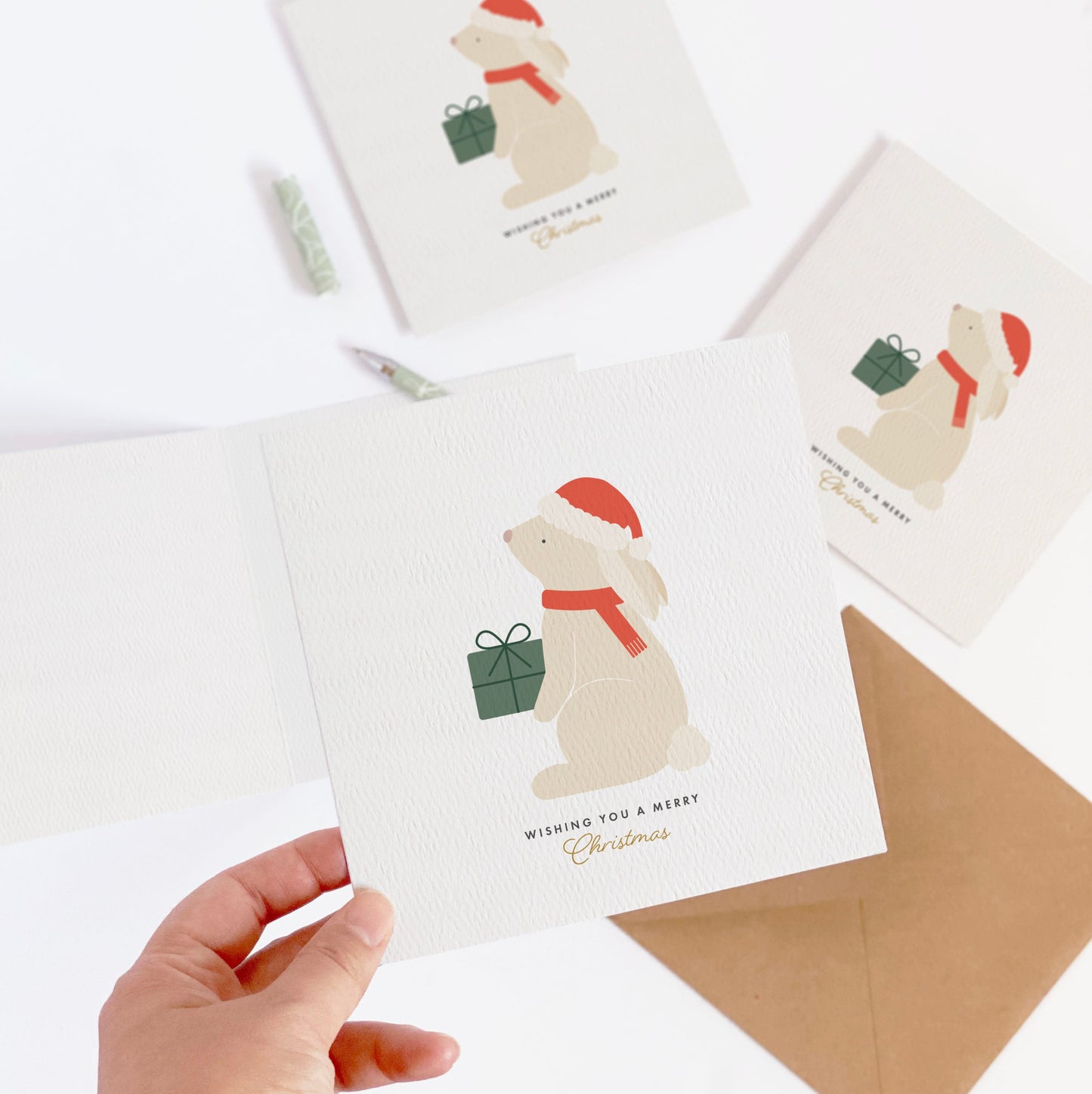 Pack of 4 Santa Bunny Christmas Cards