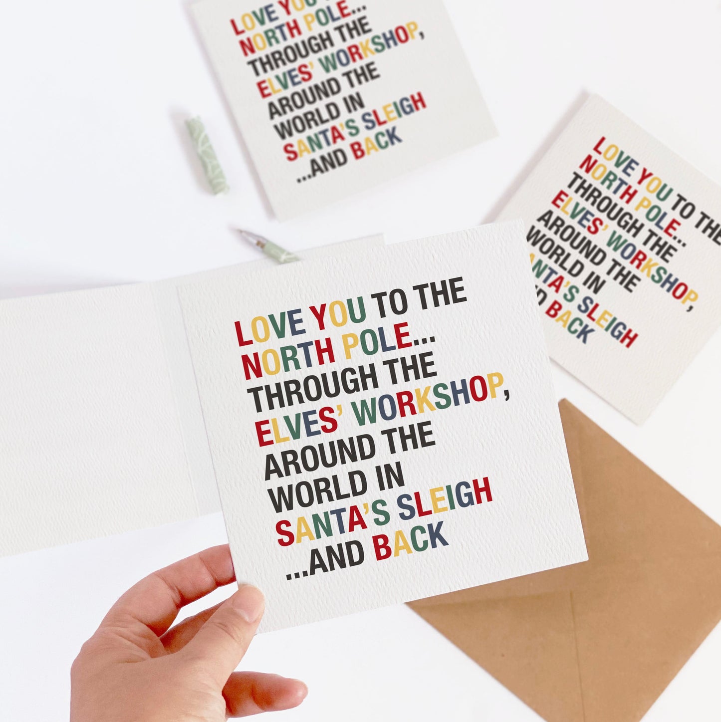 4 Pack of Love You to the North Pole & Back Christmas Cards - Traditional Colours