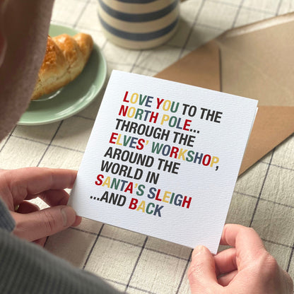 4 Pack of Love You to the North Pole & Back Christmas Cards - Traditional Colours