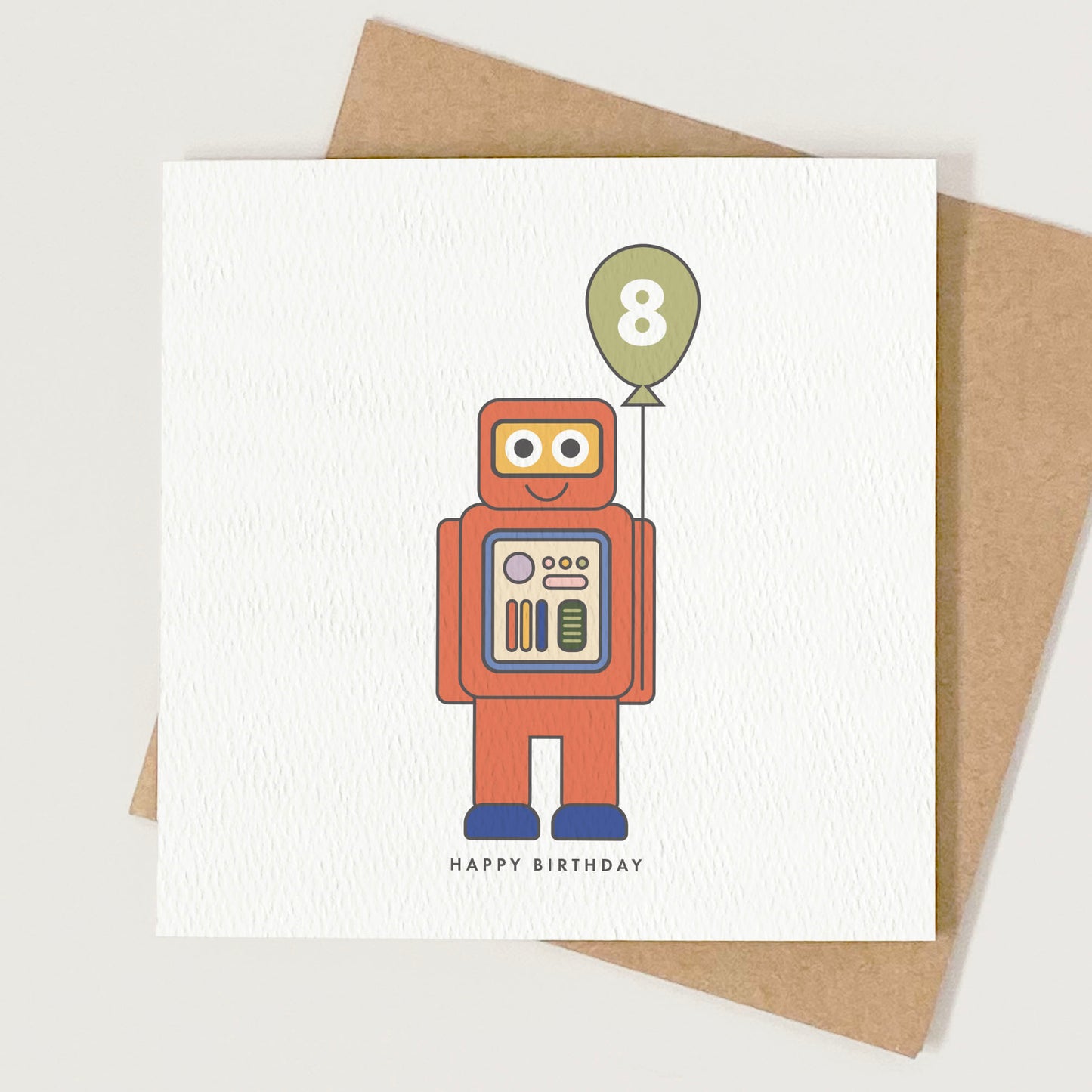 Kid's Robot Birthday Card - Red