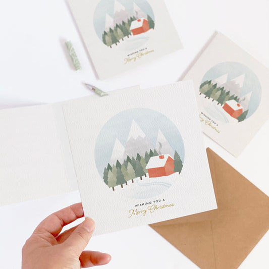 4 Pack of Scandi Winter Scene Christmas Cards