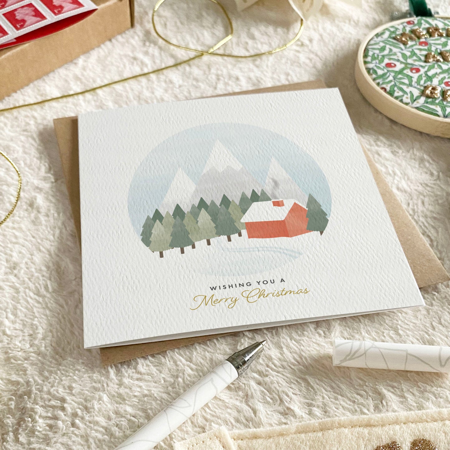 4 Pack of Scandi Winter Scene Christmas Cards