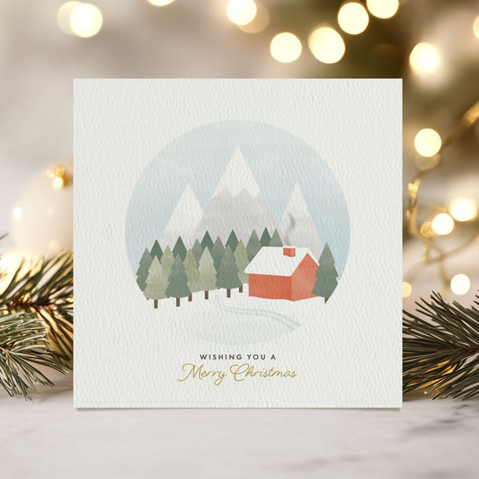 4 Pack of Scandi Winter Scene Christmas Cards