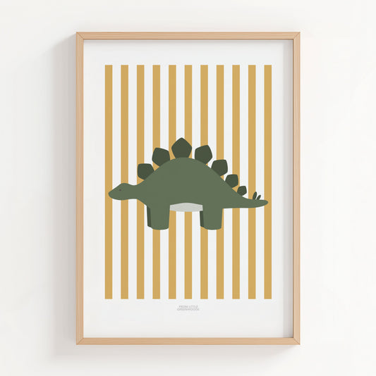Stegosaurus Print - Yellow Stripes