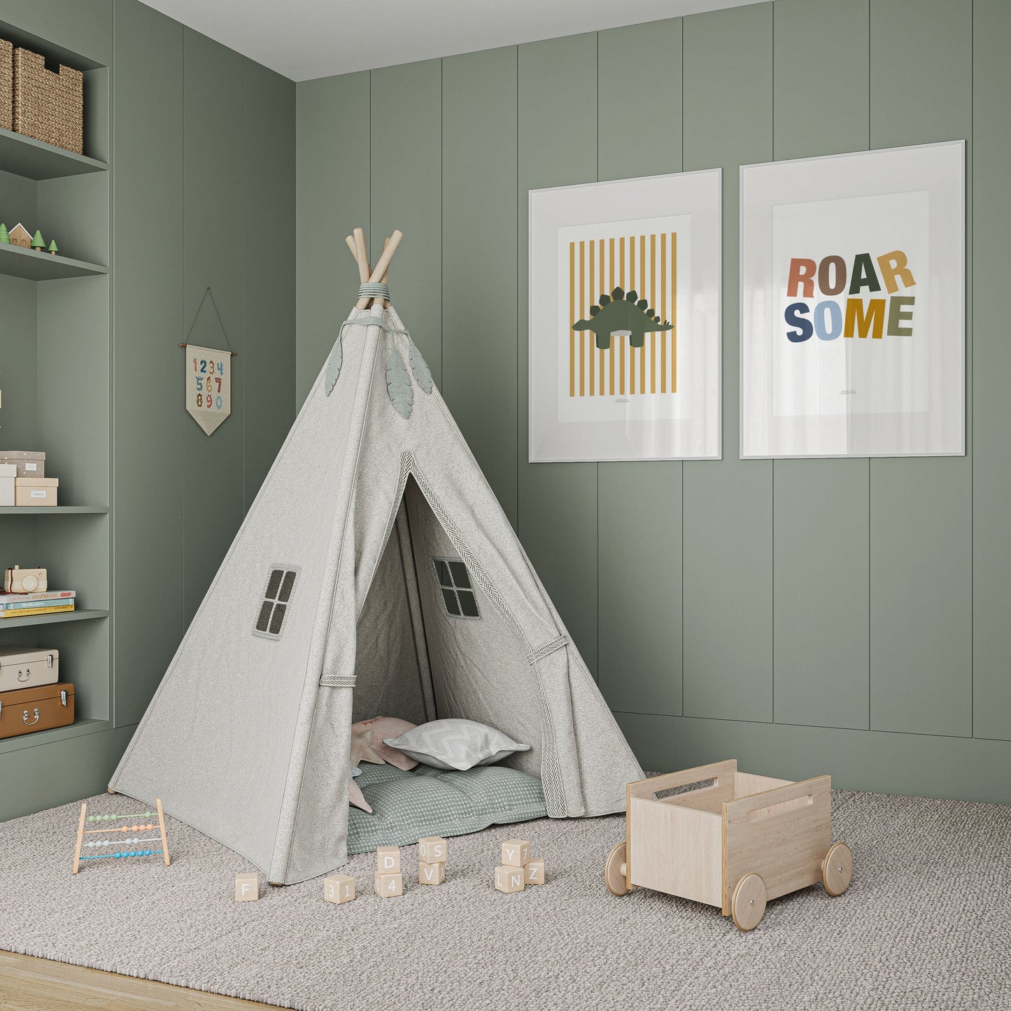 Stegosaurus Print - Yellow Stripes