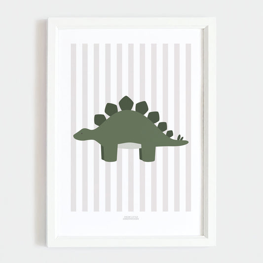 Stegosaurus Print - Grey Stripes