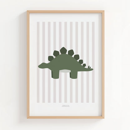 Stegosaurus Print - Grey Stripes