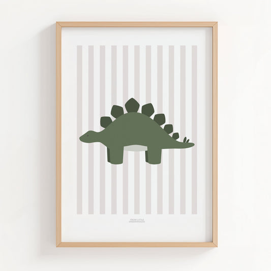 Stegosaurus Print - Grey Stripes