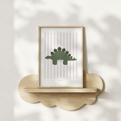 Stegosaurus Print - Grey Stripes
