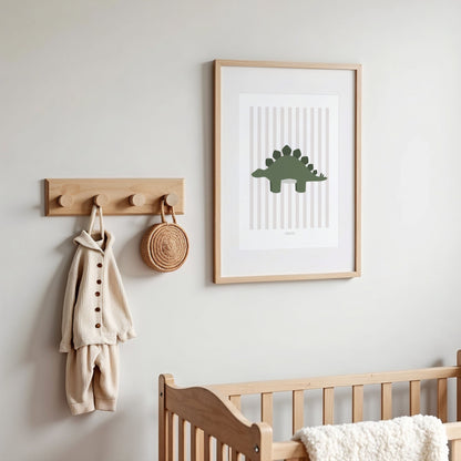 Stegosaurus Print - Grey Stripes