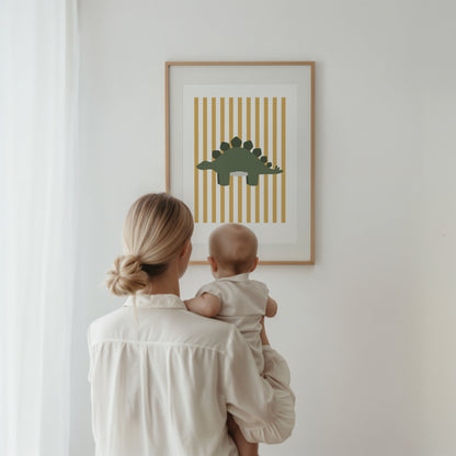 Stegosaurus Print - Yellow Stripes