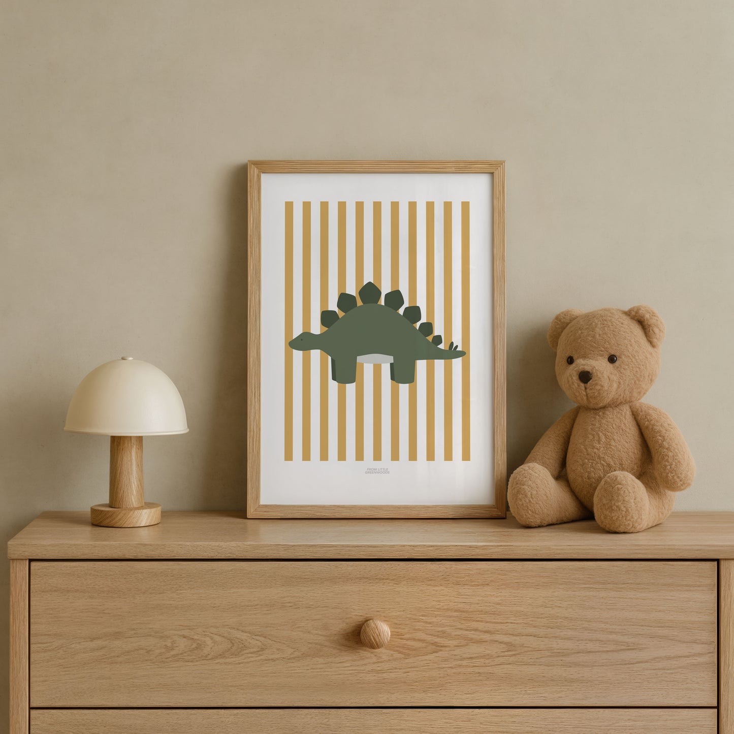 Stegosaurus Print - Yellow Stripes