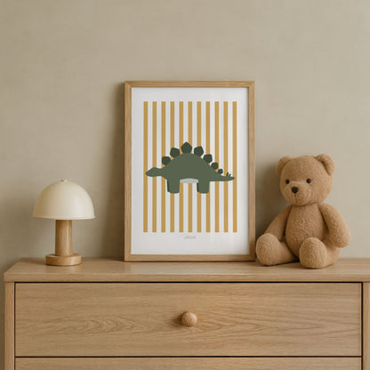 Stegosaurus Print - Yellow Stripes