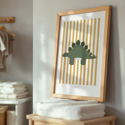 Stegosaurus Print - Yellow Stripes