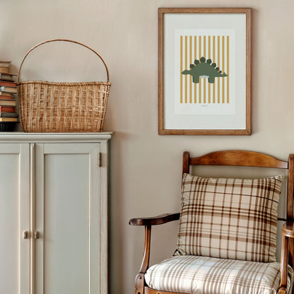 Stegosaurus Print - Yellow Stripes