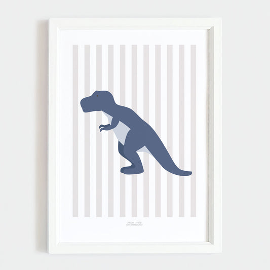 T-Rex Print - Grey Stripes