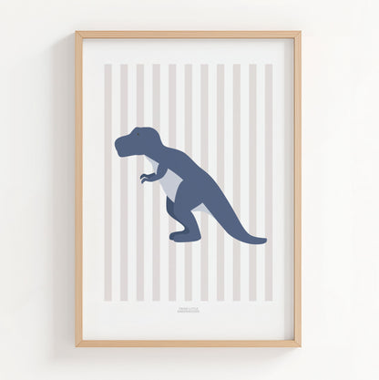 T-Rex Print - Grey Stripes