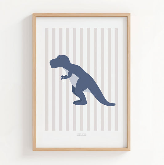 T-Rex Print - Grey Stripes