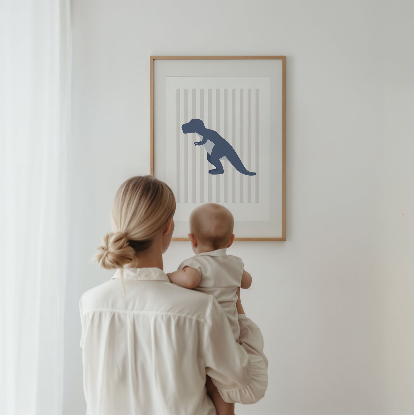 T-Rex Print - Grey Stripes