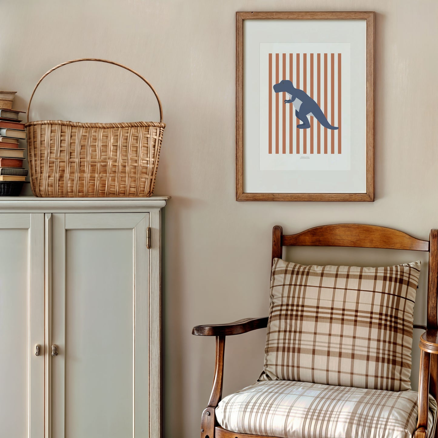 T-Rex Print - Red Stripes