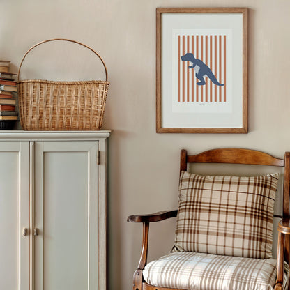 T-Rex Print - Red Stripes