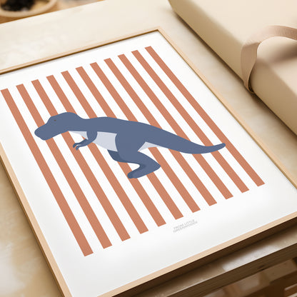 T-Rex Print - Red Stripes