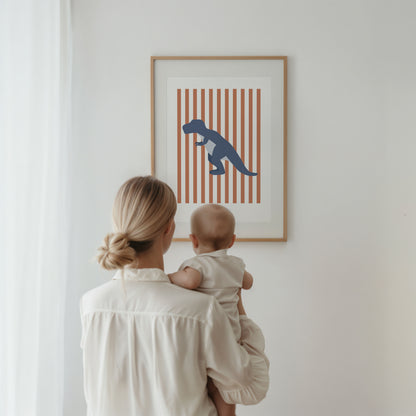 T-Rex Print - Red Stripes